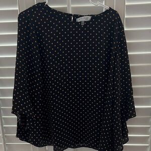 Kasper Black Blouse with Gold Polka Dots